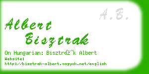 albert bisztrak business card